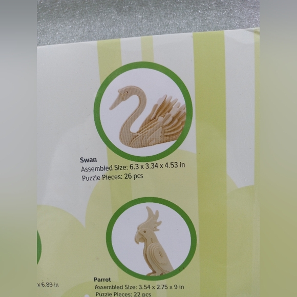Hands Craft DIY 3D Wooden Puzzle 6 Assorted Bird Animals Puzzles NEW Unopened - Picture 7 of 7